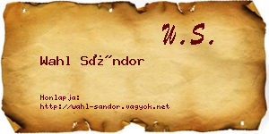 Wahl Sándor névjegykártya